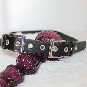 Forever 21 Faux Leather Dual Buckle Grommet Belt
